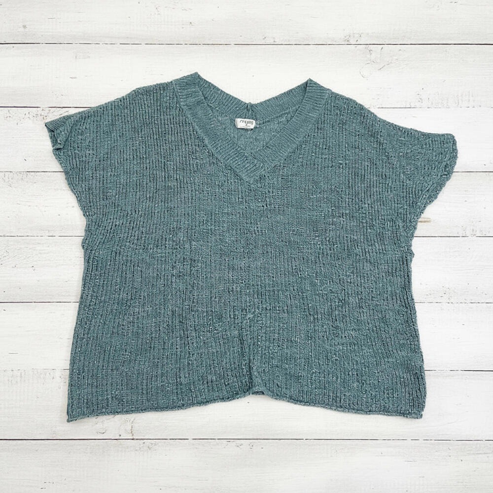 Women's Zenana Teal V-Neck Knit Sweater Top